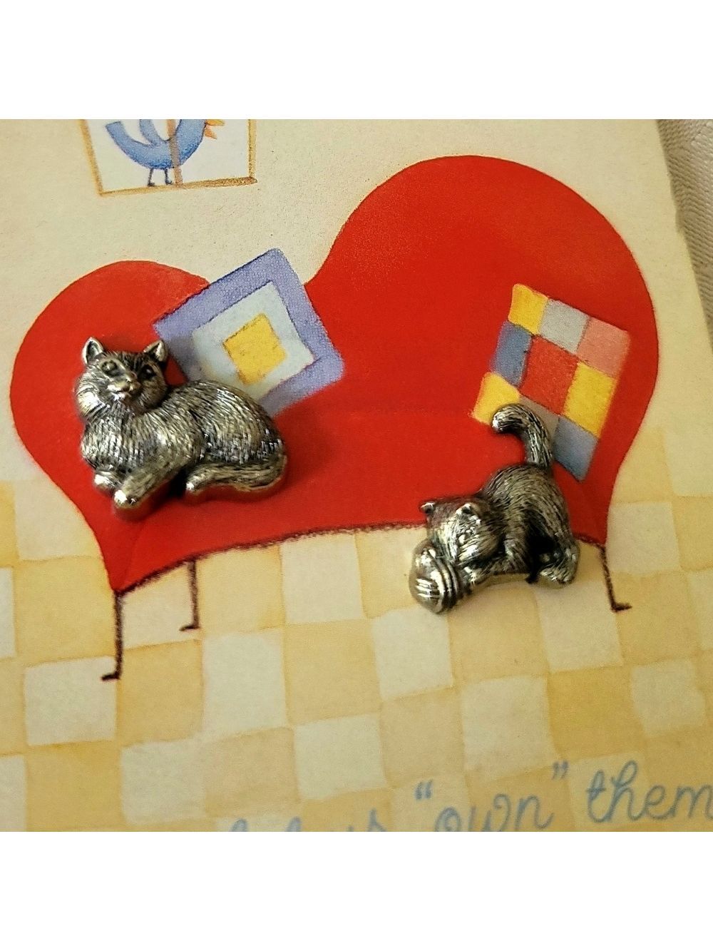 Hallmark Pewter Cat Pins Two NWT